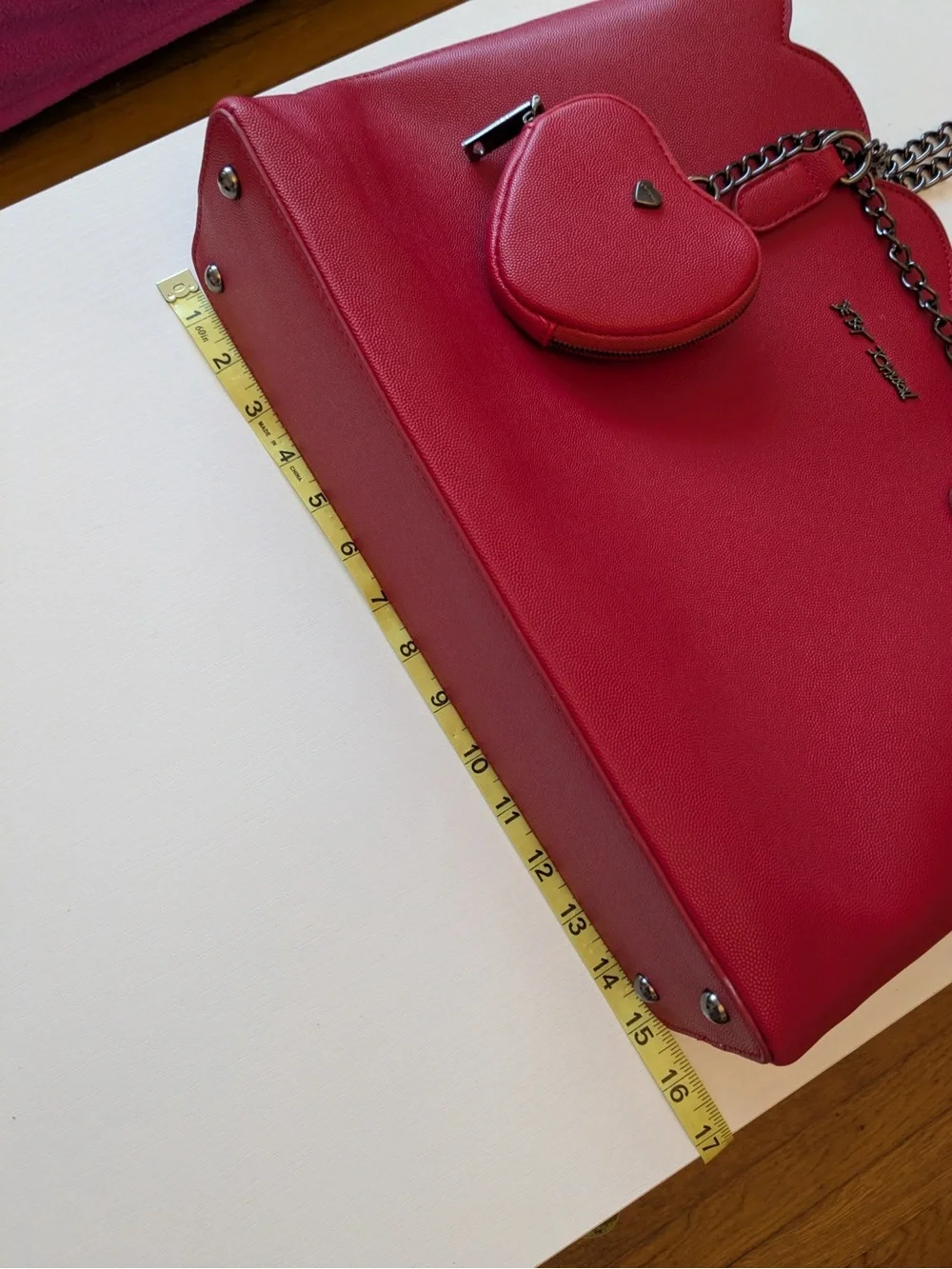 Betsey Johnson XO Tote Cherry Detachable Heart Coin Purse